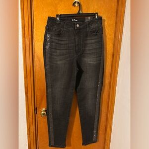 Vocal Black Skinny Jeans with Rhinestone Accents Size 1X